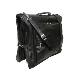 Oakestry Black Leather Garment Bag Travel Carry-on for Men Fits Three Suits Durable Lightweight Luggage With Hanger Loop Shoulder Strap and Shoe Pocket for Business Trips and Weekend Getaways