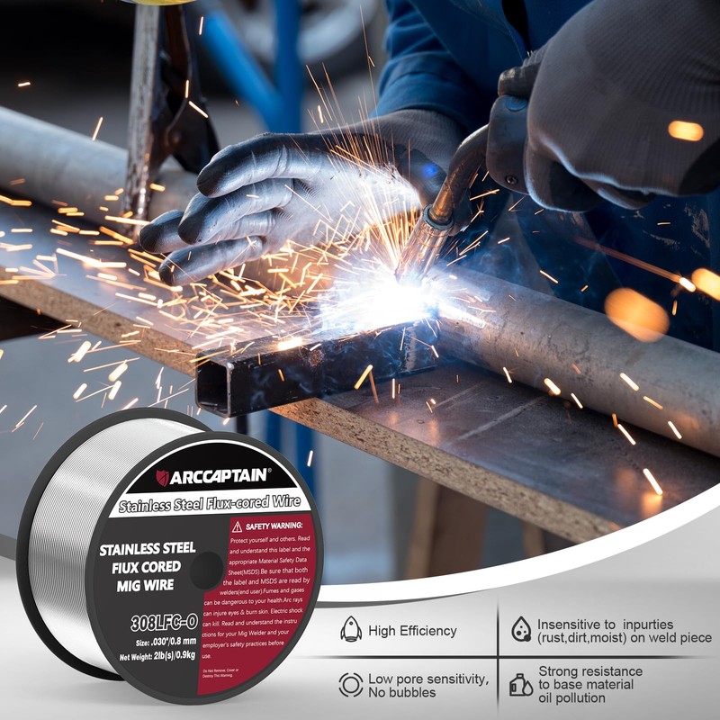 ARCCAPTAIN Stainless Steel Flux Cored Wire E308LFC-O .030-Diameter MIG Welding
