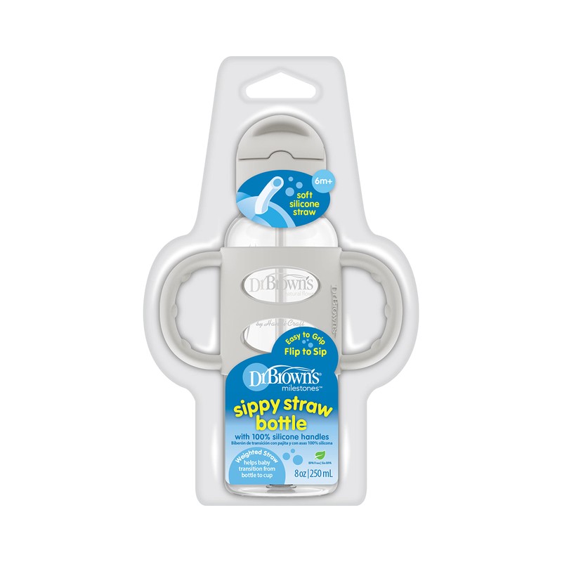 Dr. Brown's Milestones Narrow Sippy Straw Bottle, Spill-Proof with 100%