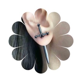 Cimenexe Punk Sword Earrings Gothic Onyx Sword Stud Earrings Black Crystal Dagger Earrings Vintage Onyx Sword Stud Earrings Jewellery for Women and Girls Gifts, Zinc, No Gemstone