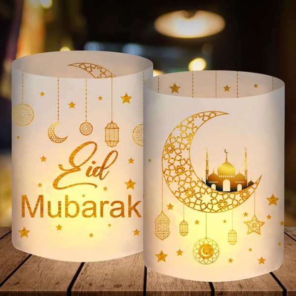12 Lanterns Table Decorations, Eid Mubarak, Ramadan, Islam, Gold, Star/Moon
