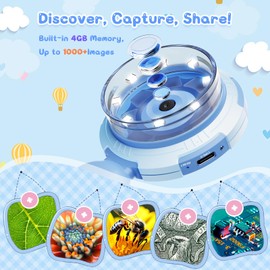 Hayve Microscope for Kids with 2inch IPS Screen, Mini Pocket Handheld Microscope with 8 LEDs，PC View，Birthday Gifts Toys for Girls Boys Ages 3 4 5 6 7 8 Year Old