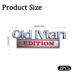 Old Man Edition 3D Metal Badge Emblems,Car Truck Decals for Fender, Tailgate & Bumper,Heavy Duty Automotive Stickers Nameplate for SUV, Jeep, Off-Road Vehicles (2PCS Silver&Red)
