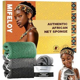 Esponja de red africana, paquete de 3 estropajos de baño de red larga, toalla exfoliante para la espalda, limpiador de piel muerta para mujeres y homb