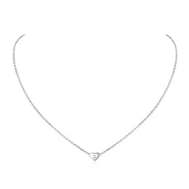 ChicSilver 925 Silver Necklace Alphabet 40 cm + 5 cm with Heart Pendant A-Z 26 Letter Summer Friendship Name Chain with Gift Box for Women and Girls., Silver, x