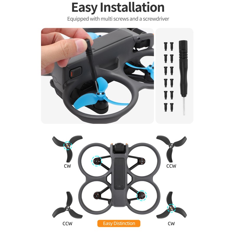 Holilo Compatible with DJI Avata 2 Propeller, 2 Pairs Silent