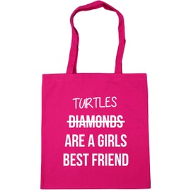 Hippowarehouse Turtles Are A Girls Best Friend Tote Shopping Gym Beach Bag 42cm x38cm, 10 litres
