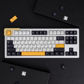 Sumgsn 138 Keys PBT Keycaps English Minimalist Black and White Keycaps Cherry Profile Fit for 60% 65% 95% Cherry Mx Switches Mechanical Keyboard