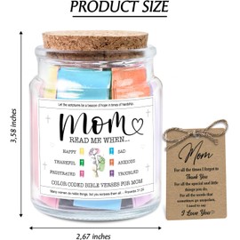 Mom Bible Verse Jar, Birthday Gifts For Mom, Christian Gifts for Women - Mother In Law - Decorative Glass Inspirational Scripture Jar with 92 Bible Verse