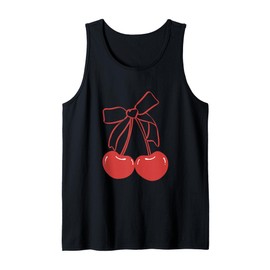 Cute Red Cherry Bow Women Party Birthday Tank Top