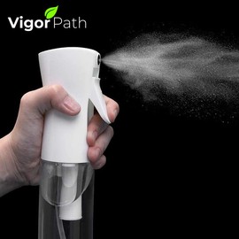 VIGOR PATH Continuous Spray Bottle with Ultra Fine Mist - Versatile Water Sprayer for Hair, Home Cleaning, Salons, Plants, Aromatherapy, and More - Hair Spray Bottle (Clear - 5oz)