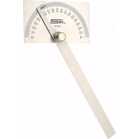 SPI 30-393-3 Rectangular Head Protractor: 6" Blade Length, 180° Measurement, 1° Dial Graduation