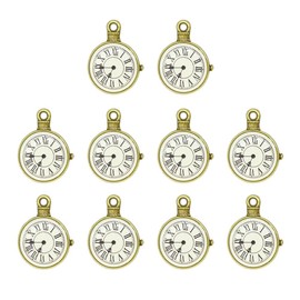 EXCEART Clock Face Charm Pendant 10pcs Clock Face Charm Pendant Enamel Beads Charms Steampunk Antiqued Handbag Bag Decoration for DIY Necklace Bracelet Jewelry Making Supplies