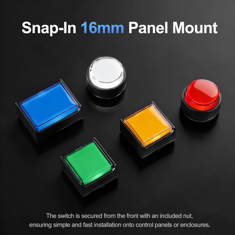 Baomain 4-Pack 16mm (5/8") 24V DC Latching Push Button Switch