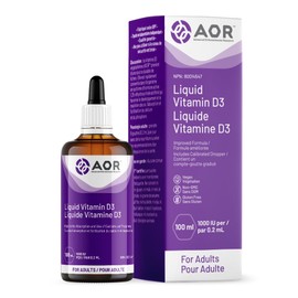 AOR AOR Liquid Vitamin D3 Drops 1000 IU for Adults, 100 ml 500-Servings - Vegan, Non-GMO & Gluten-Free - Vitamin D Supplement - Promotes Strong Bones & Immune - Easy to Absorb with Calcium for Bone Health