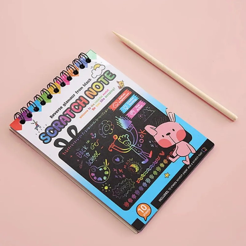 Juego De Notas Artísticas De Papel Para Rascar, Hojas Azul
