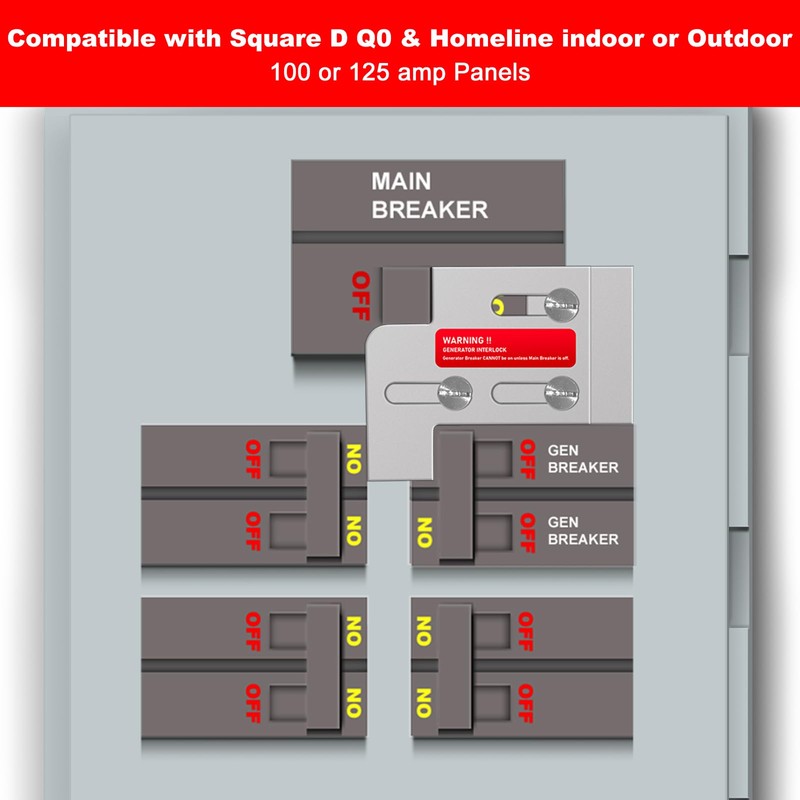Generator Interlock Kit Compatible with Square D QO or Homeline
