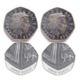 QUICK PICK MAGIC Pair of Real Double Sided 50 Pence Coin 1 Two Headed and 1 Two Tailed 50p Coin