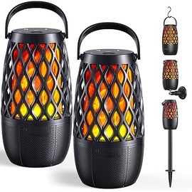Generic Outdoor Speakers Gift for Men Bluetooth Speaker with Flames Multi-Sync up to 100 Speakers Auto-Pairing HD Stereo Sound Cool Tech Gadgets for Him IPX5 Waterproof for Outside|Patio|Porch, BLACK