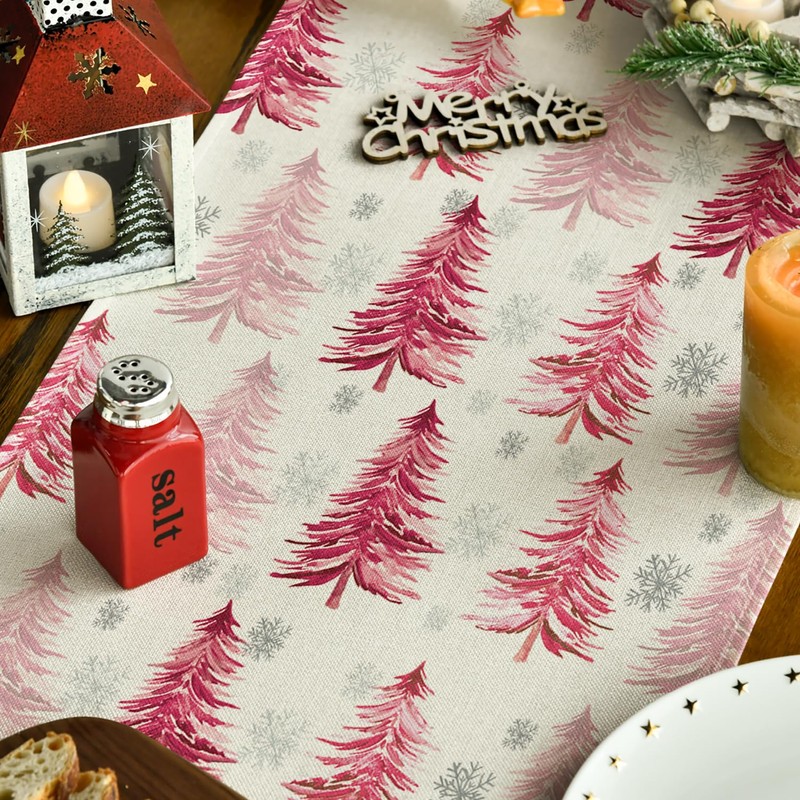 Christmas Trees Table Runner Home Party Decor 13x120 Inch