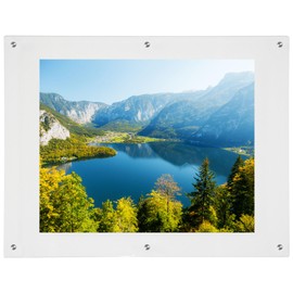 Rebecca Luxurious- Frameless Acrylic Picture Frame 16x20 Inch - Ultra Clear 4mm Acrylic Floating Frame with Silver Brackets - Easy Wall Installation for Certificates, Graduation, Family Photos, Documents - Modern Photo Display (Transparent, 16x20)