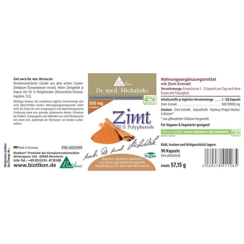 Ceylon Cinnamon Dr. Michalzik - per capsule [500 mg] cinnamon