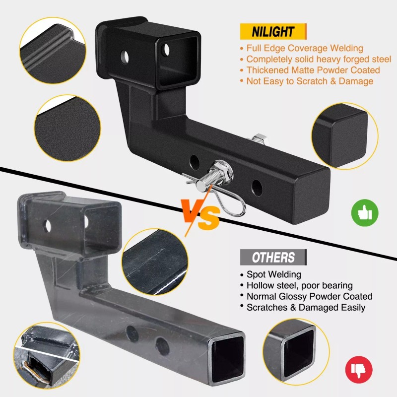 Nilight Trailer Hitch Extension Riser for 2 Inch Receiver with