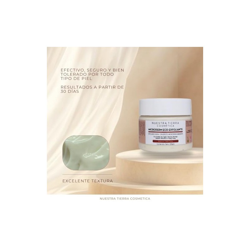 Nuestra Tierra Cosmética Microderm Eco-Exfoliante Facial, con Aceites de Argán,