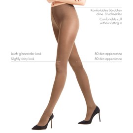FALKE Women's Seidenglatt 80 DEN W Ti Opaque Plain 1 Pair Tights, Black 3009, S
