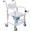 Udorich 4-in-1 Bedside Commode Chair with Wheels, Toilet Rolling Transport