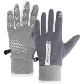 Winter Gloves Men, Waterproof Windproof Winter Gloves for Women, Non-Slip Winter Work Gloves, Winter Warm Touch Screen Gloves for Cycling, Running, Hiking, Outdoor Work (Men's Grey Purple)