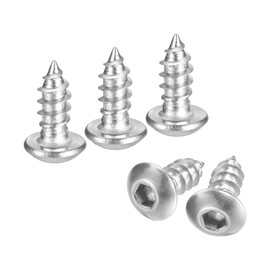 sourcing map Hex Socket Self Tapping Screws, M4 x 10mm 304 Stainless Steel Wood Screw 200pcs