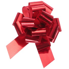 MACHSWON 10pcs 4 Inch Pull Bow Metallic Gift Bows with Glitter Ribbon for Wedding Baskets Presents Wrapping Red