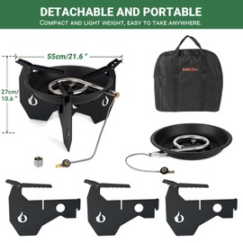 ONLYFIRE Portable Gas Camping Stove with Carry Bag, Dutch Oven Stand with Foldable Pot Brackets, Outdoor Propane Gas Stove for Camping Hiking Picnic Patio Cooking, GS341