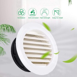 Air Vent Grille, Riloer 75 mm White Round Air Vent Grille Plastic Air Valve Exhaust Air Vent White Air Outlet Grille Set for Air Conditioning
