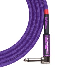 Samgool - Guitar Cable 10 ft, 1/4 Inch Straight/Angle Instrument Cable, Electric Guitar Cable for Bass Guitar Amplifier and Instruments (CC Purple Braided)
