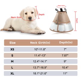 Fuz Bigaza Soft Dog Cone Collar for Large Medium Small Dogs After Surgery, Adjustable Pet Recovery E-Collar, Elizabethan Collar for Dogs and Cats, Tan Medium