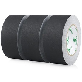 BOMEI PACK 3 rollos Cinta Gaffer Negra, 1.88 Pulgadas x 20 Yardas Por Rollo, Impermeable, Sin Residuos, Fácil de Rasgar, Cinta de Tela Gaffer para Fot