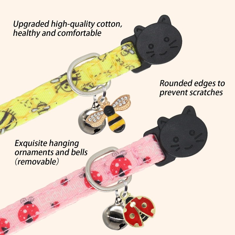Giecooh Cotton Cat Collar, 2 Pack Breakaway Cats Collars with
