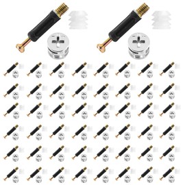 BokWin 50 Set 40mm Cam Lock Screws for Furniture,3 in 1 Cam Lock Fasteners,Cam Fitting with Dowel and Pre-Inserted Nut for Cabinet Drawer Connecting