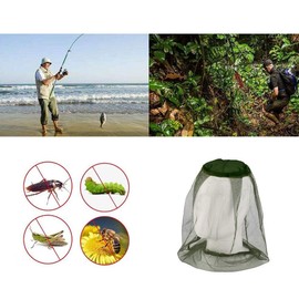 zalati Mosquito Net 2pcs Hat Mosquito Mesh Headwaer Face Protetor Cover for Outdoor Hiking Fishing Gardening - 1pcs Black & 1pcs Green