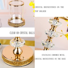 Pillar Candle Holders, Candle Holders for Pillar Candle, Crystal Candlesticks Holder for Home Decor, Wedding, Events, Coffee Dining Table CH048MD