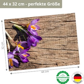Placemats - Spring and Easter - Crocuses on Wood - Pack of 12 in High-Quality Storage Folder