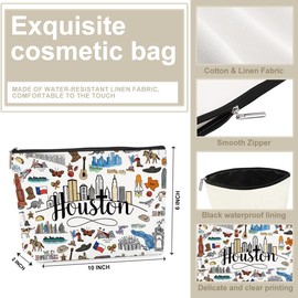 NBIAN Houston Themed Makeup Bag - Houston Souvenirs Gift for Women, Best Friend, Sister - Travel Friendly Cosmetic Bag, Birthday Christmas Gifts