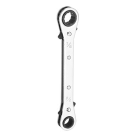 HARFINGTON Double Box End Reversible Ratcheting Wrench 3/8" x 7/16" CR-V Steel 180 Degrees SAE Double Head 12-Point 24-Teeth Adjustable Ratchet Gear Socket Spanner, Silver Grey