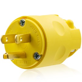 ELEGRP 15 Amp 125 Volt NEMA 5-15P 2 Pole 3 Wire Grounding Straight Blade Electrical Plug Replacement Cord Outlet Commercial Grade, Yellow, 1 Pack