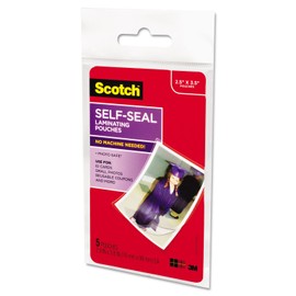 Scotch Pl903g Self-Sealing Laminating Pouches, Glossy, 2 13/16 X 3 3/4, Wallet Size, 5/Pack