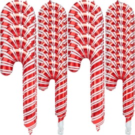10/20 Pieces Christmas Candy Cane Foil Balloons Christmas Candy Balloons for Christmas Party Decoration (20Pcs)