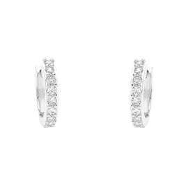 Amor 9059249 Women's Creole Earrings 925 Sterling Silver with Synthetic Zirconia 1.3 cm Silver Comes in Jewellery Gift Box, Silver, Cubic Zirconia