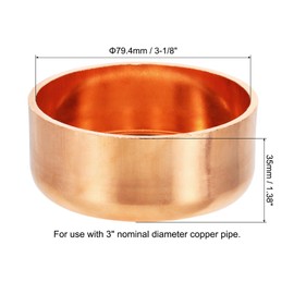 PATIKIL 3" Copper Pipe End Cap, 1Pcs Copper Fitting Cap Sealing Sweat Plug Solder Connection for Plumbing HVAC Air Conditioner